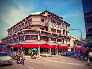 Authentic boutique hotel interior with antique furniture, ornate details and historic charm in UNESCO heritage site