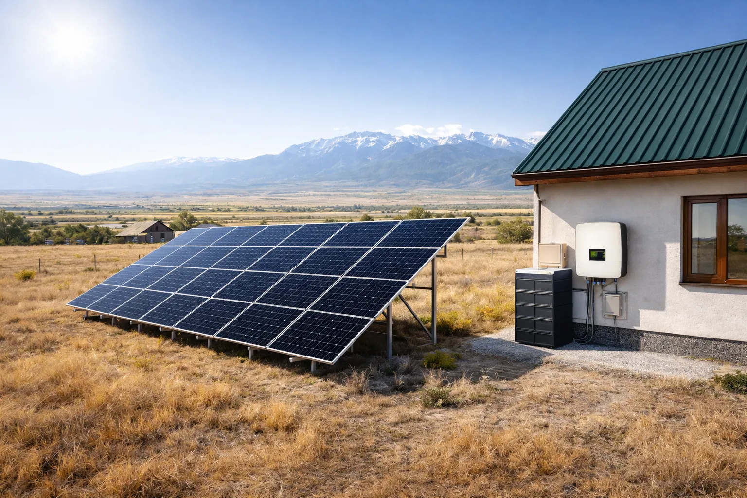 Солнечные панели для дачи в Казахстане автономная система 1–5 кВт с аккумуляторами и инвертором