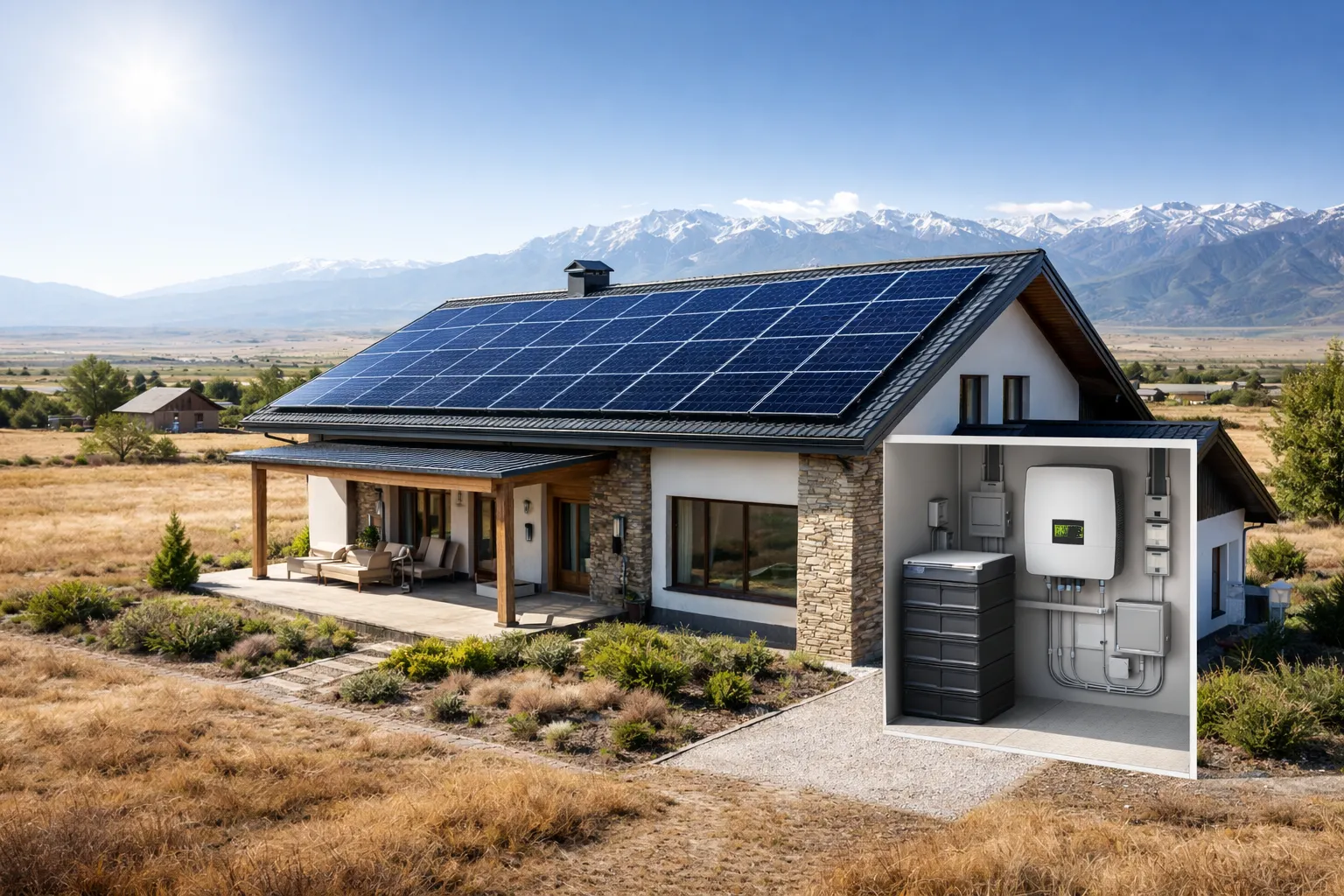 комплект солнечных панелей для дома 10 квт на крыше в Казахстане