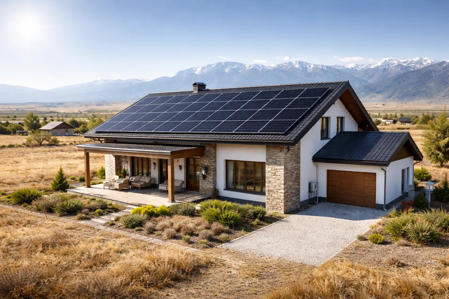 Солнечные панели на крыше частного дома в Казахстане солнечная электростанция 5 кВт