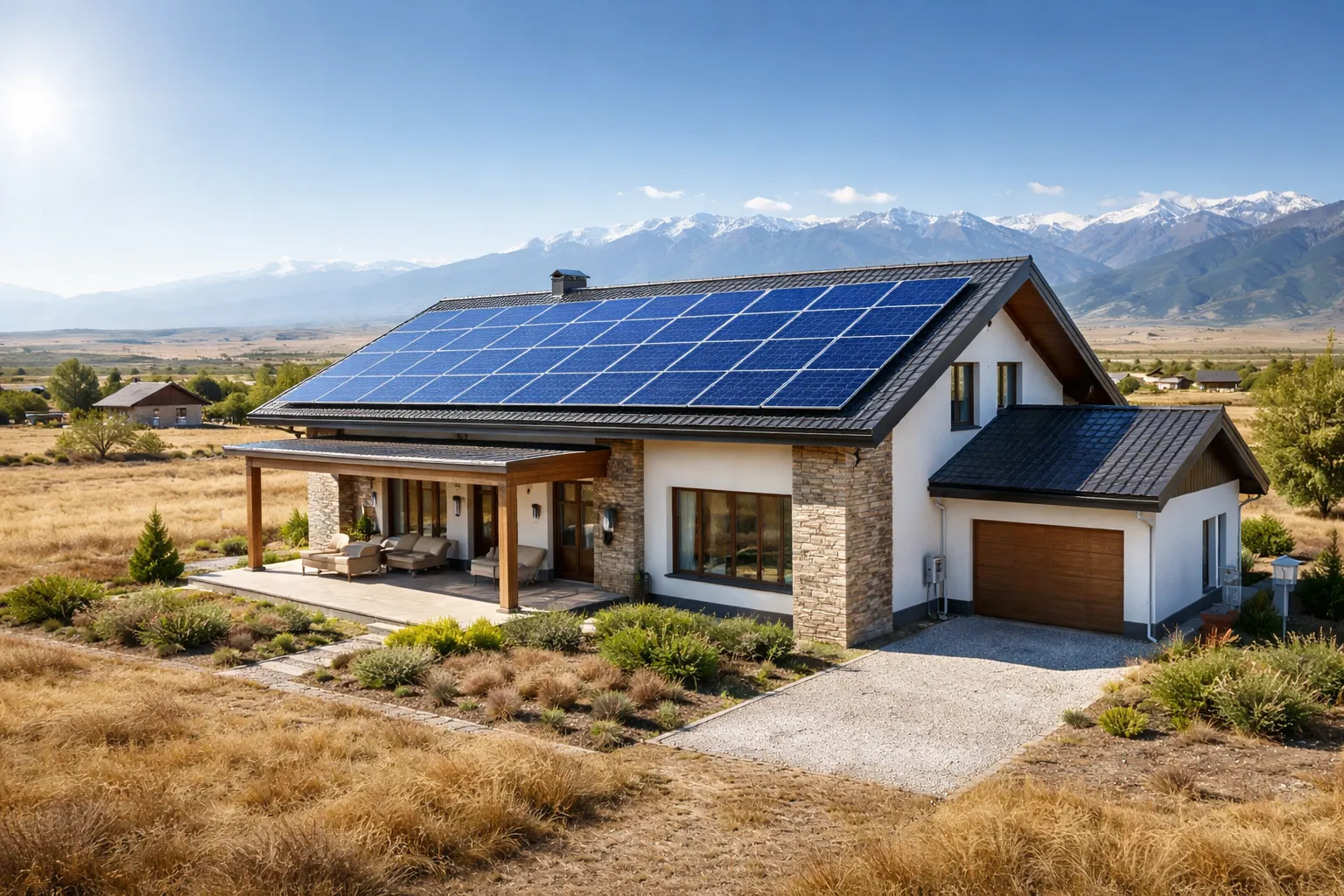 Солнечные панели на крыше частного дома в Казахстане — солнечная электростанция 10 кВт